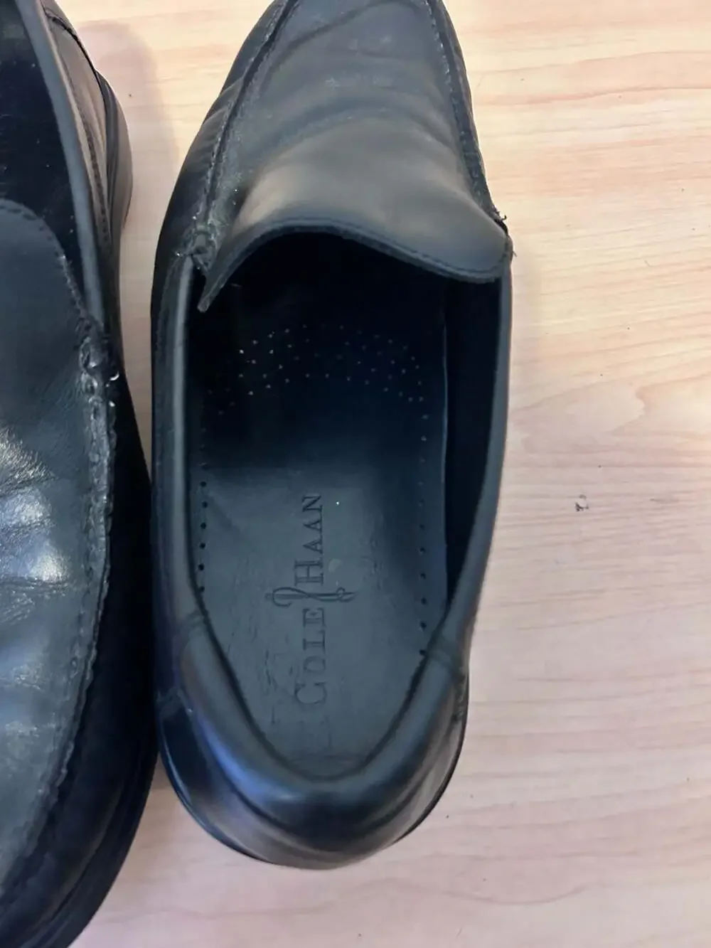 Cole Haan Black Leather Slip-On Venetian Loafers